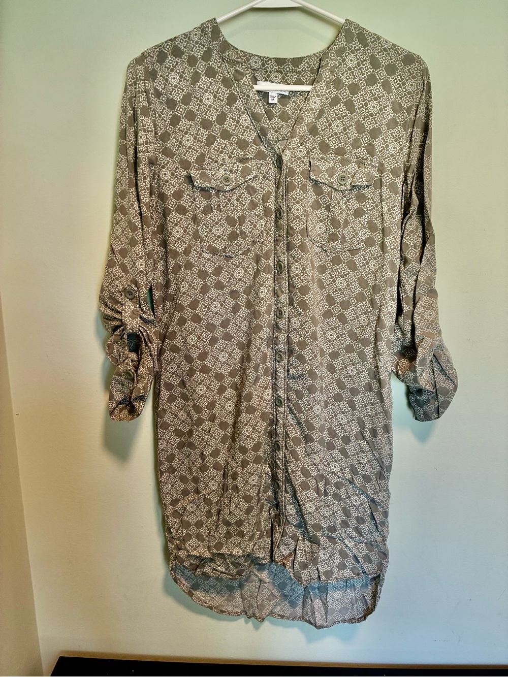 Sonoma gray and white Geometric Print Button-Front Tunic